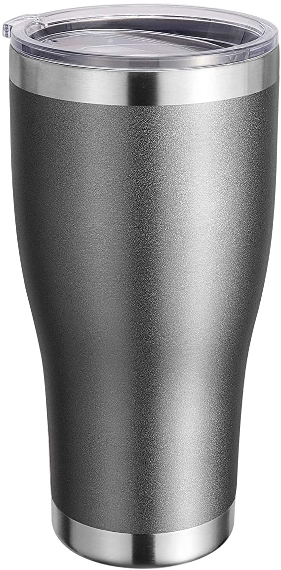 DOMICARE 30oz Tumbler with Lid, Stainless Steel Insulated Travel Mug, Double Wall Coffee Cup ，Durable Powder Coated Insulated Tumbler Cup for Ice and Hot Drink （1 Pack，Gray）