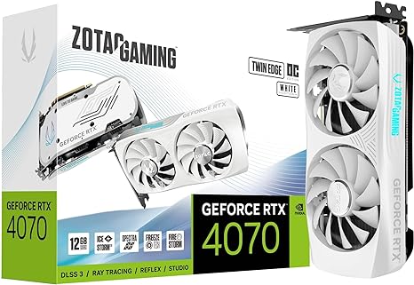 ZOTAC Gaming GeForce RTX 4070 Twin Edge OC White Edition DLSS 3 12GB GDDR6X 192-bit 21 Gbps PCIE 4.0 Compact Gaming Graphics Card, IceStorm 2.0 Advanced Cooling, Spectra RGB Lighting, ZT-D40700Q-10M