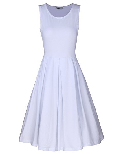 Styleword Women's Sleeveless Casual Cotton Flare Dress