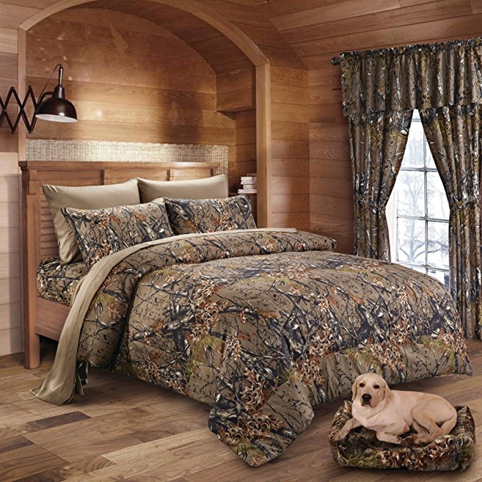20 Lakes Woodland Hunter Camo Comforter, Sheet, & Pillowcase Set (Queen, Forest)