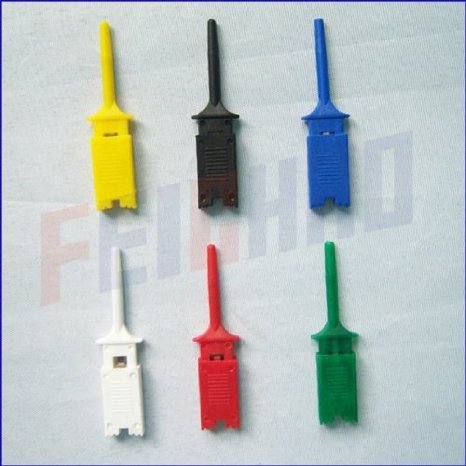 TOPS TECHNOLOGY™ 12pcs 6colors Small SMD Ic Hook Clip Grabbers Test Probe Cable for Multimeter