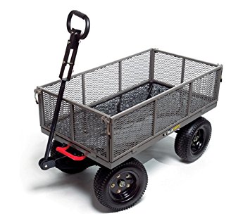 Gorilla Carts GORMP-12 Steel Dump Cart with Removable Sides and 2-In-1 Convertible Handle, 1,200-Pound Capacity, 39.5-Inch by 22-Inch Bed, Grey Finish