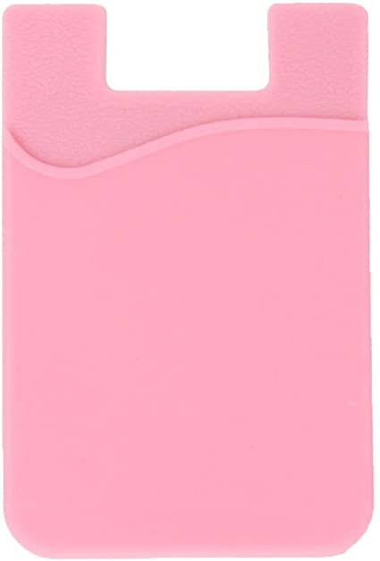 ARKTEK Phone Wallet, Stick On Sleeve Cell Phone Case Adhesive Silicone Credit Card Holder(Pink)