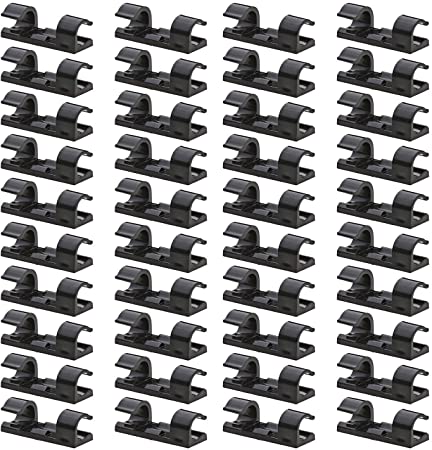 40 Pack Cable Clips - Viaky Strong 3M Adhesive Wire Holder Organizer Durable Cord Management System, for Organizing Cables Home and Office(Black)