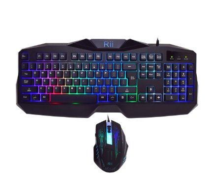 Rii RM400 LED Gaming Keyboard and Mouse Combo Bundle 7 Color Backlit rm400