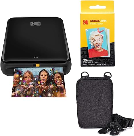 KODAK Step Wireless Mobile Photo Mini Color Printer (Black) Go Bundle, 2x3