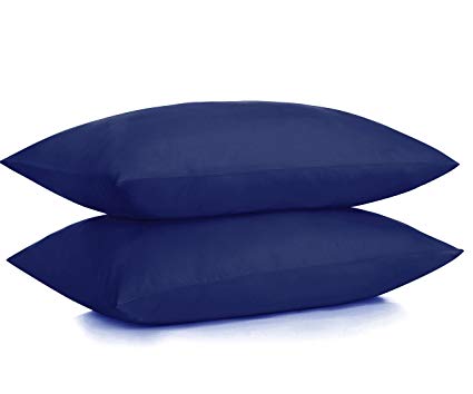 ALEXANDRA'S SECRET HOME COLLECTION Microfiber Pillow Case with Zipper, 2 Pillow Cases (Queen, Navy)