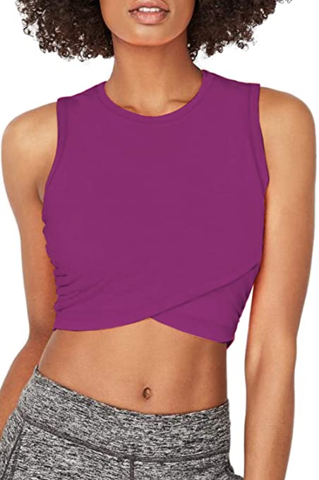 Sanutch Workout Crop Tops for Women Yoga Athletic Tops Crop Top Workout Shirts for Women