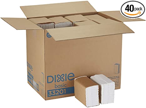Dixie Basic Tall-Fold 1-Ply Dispenser Napkin Refill (Previously HyNap) by GP PRO (Georgia-Pacific), White, 33201, 250 Napkins Per Pack, 40 Packs Per Case