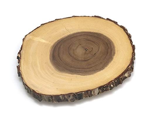 Lipper International 1010 Acacia Tree Bark Footed Server for Cheese, Crackers, and Hors D'oeuvres, Small