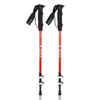 OXA Carbon Fiber Quick Lock Anti-Shock Walking Trekking Hiking Poles with Foam Handles and Straps. Ultralight Adjustable Hiking Walking Trekking Camping Sticks, 2-Pack