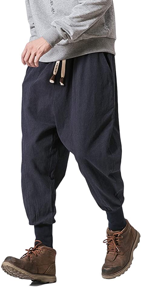 PRIJOUHE Men's Joggers, Sweatpants, Low Crotch Sweats Slim Fit Trousers Harem Hip Hop Pants