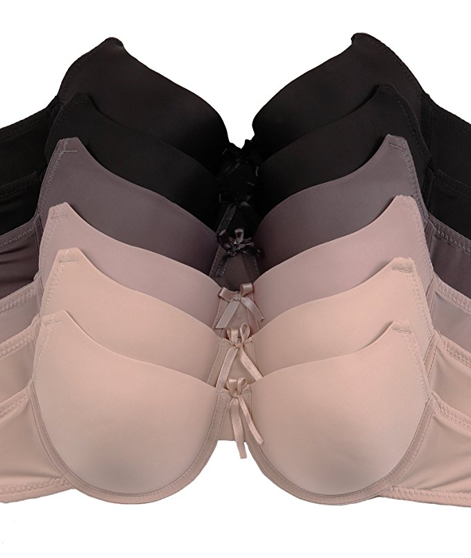 Women's Basic Plain Bras (Packs of 6) - Various Styles