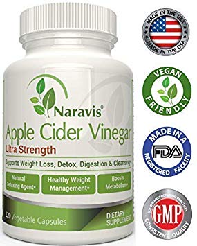 Naravis Apple Cider Vinegar Capsules - 1500 mg - 120 Veggie Capsules - ACV pills - Natural Weight Loss - Appetite Suppressant - Metabolism Booster - Extra Strength Detox, Digestion, Cleanser - Non-GMO