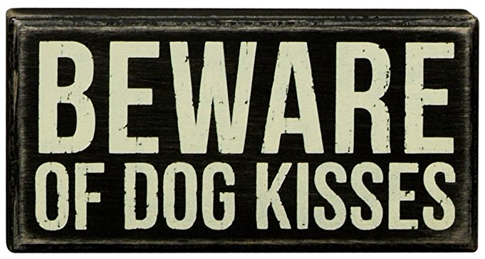 Primitives By Kathy Box Sign, 6 by 3-Inch, Dog Kisses