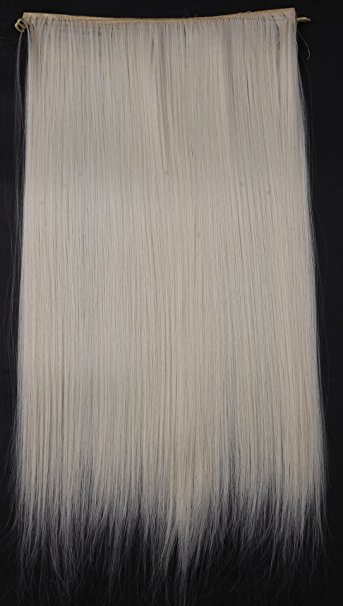 SARLA 22" Straight Invisible Wire Flip On Hair Extension Synthetic Heat Resistant Fiber Halo Hair Extension M02 (60# White blonde)