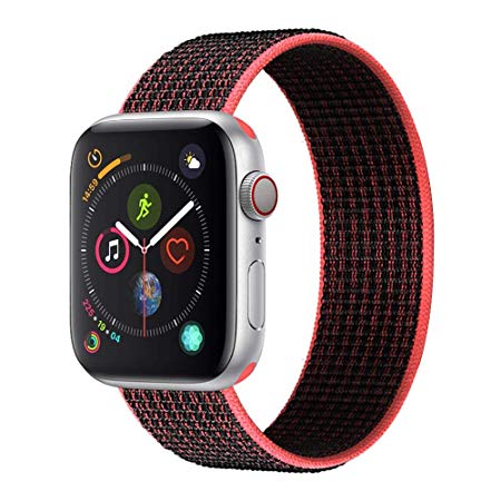 KONGAO Nylon Band Compatible for Apple Watch Band 38MM 40MM 42MM 44MM, Soft Lightweight Breathable Nylon Replacement Sport Strap Compatible for Apple Watch iwatch Series 5/4/3/2/1