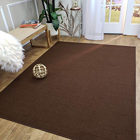 Area Rug 3x5 Solid Brown Kitchen Rugs and mats | Rubber Backed Non Skid Rug Living Room Bathroom Nursery Home Decor Under Door Entryway Floor Non Slip Washable | Made in Europe