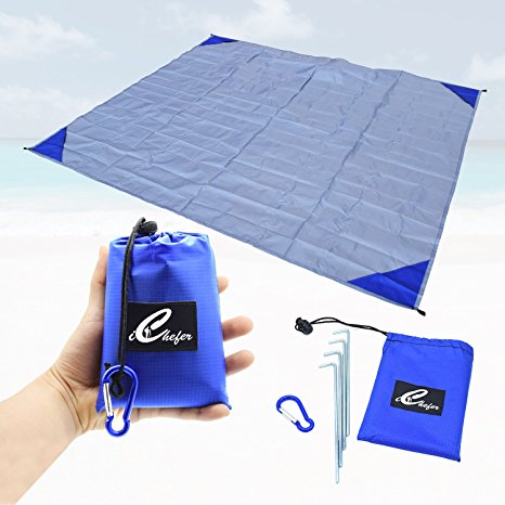 Festival Blanket 55"x59" for Outdoor, Camping Blanket Made From Durable Soft and Lightweight Waterproof Material for Picnic/Beach/Camping / Traveling / Hiking with Aluminium stakes, and Loops