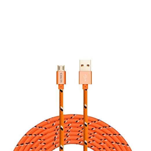 ULTRICS® Micro USB Cable, High Speed Upgraded Metal Shield Version Nylon Braided USB2.0 A Male to Micro B Sync and Charging Cord for Android Devices, Samsung Galaxy Sony Motorola and More [1M Orange]