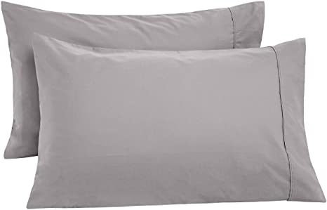 AmazonBasics Ultra-Soft Cotton Pillow Cases - King, Set of 2, Graphite