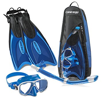 Cressi Palau Long Fins, Focus Mask, Dry Snorkel, Snorkeling Gear Package …