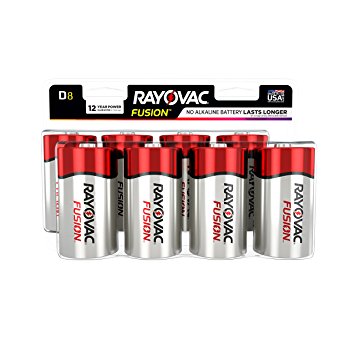 RAYOVAC D 8-Pack FUSION Premium Alkaline Batteries, 813-8LTFUSK