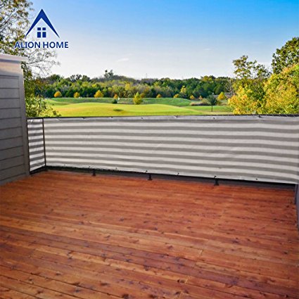 Alion Home Elegant Privacy Screen Mesh for Backyard, Deck, Patio, Balcony, Pool, Fence. Grey/White (30''x 16')