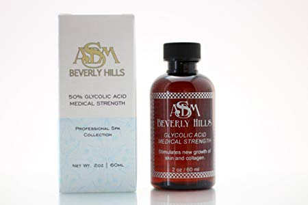 ASDM Beverly Hills 50% Glycolic Acid Peel |2 Ounces| Anti-Aging Treatment for Wrinkles, Acne Scars, Blackheads, Fine Lines, Oily Skin, and Dry Skin- Chemical Exfoliate Dissolves Dead Skin Cells