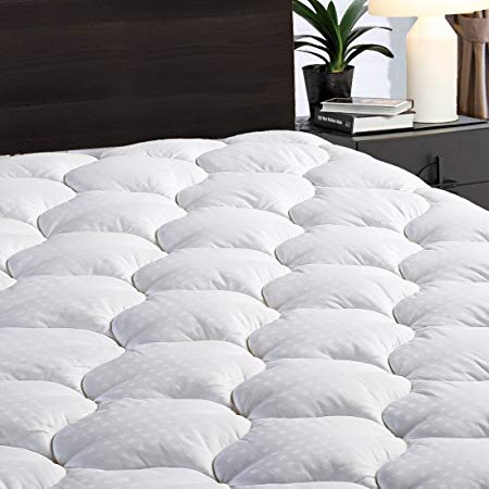 LEISURE TOWN Queen Size 60x80 Mattress Pad Cover Cooling Mattress Topper Cotton Top Pillow Top with Snow Down Alternative Fill (8-21”Fitted Deep Pocket)