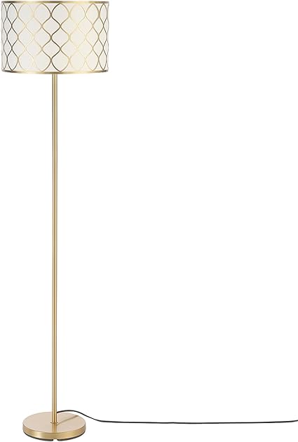 Globe Electric Novogratz x 65787 Kinsley 65" Floor Lamp, Matte Brass, Metal Mesh Over Cotton Shade