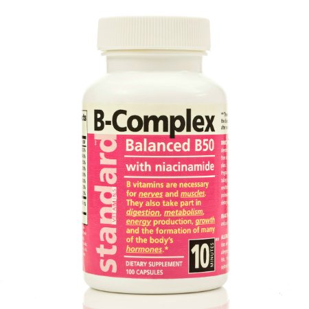 Balanced Vitamin B Complex 50, 100 Capsules. High Quality USA Made B Complex