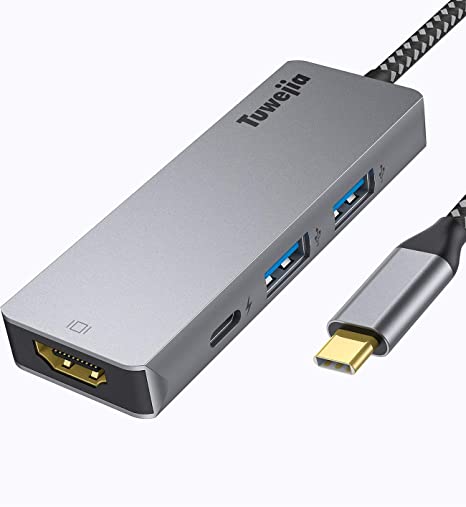 USB C to HDMI Multiport Adapter Tuwejia Type C HDMI Hub 4in1 Adaptor 4K HDMI Connector 100W PD Charger 2*USB3.0 Hub HDMI Video Output Compatible with MacBook Pro 2021/2020/2019 Ipad pro iMac XPS