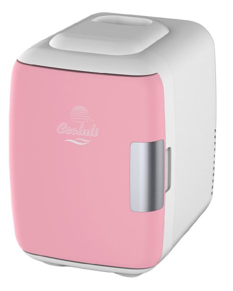 Cooluli Multi functional 6 Can AC & DC Thermoelectric Mini Fridge Cooler and Warmer: Portable Cooling System for Traveling in the Car, RV or Boat also for Home, College Dorm & Office (Pink)