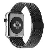 Apple Watch Band with Unique Magnet Lock JETech 38mm Milanese Loop Stainless Steel Bracelet Strap Band for Apple Watch 38mm All Models No Buckle Needed Milanese Loop - Black