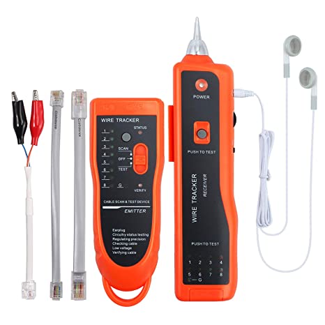 Wire Tracker RJ11 RJ45 Cable Tester Line Finder Ethernet LAN Network Cable Tester Multifunction Toner Tracer Tester for Network Cable Collation, Telephone Line Tester, Continuity Checking