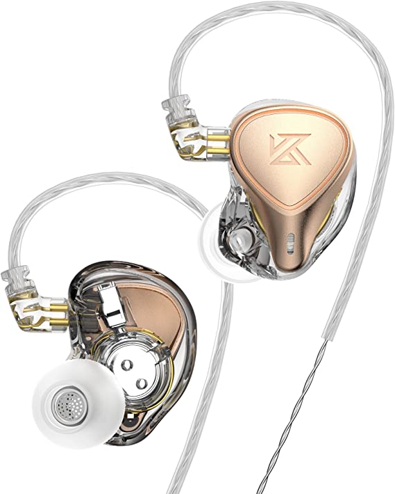 Linsoul KZ x Crinacle CRN (ZEX Pro) Electret Electrostatic DD BA Hybrid Driver HiFi in Ear Earphone with Zinc Alloy Faceplate, Detachable 2Pin Silver-Plated Cable (Without Mic, Rose Gold)