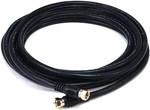 Monoprice 103032 12-Feet RG6 Quad Shield CL2 Coaxial Cable with F-Type Connector, Black