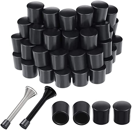 60 Pieces Door Stop Bumper Tips Door Rubber Stop Bumper Replacement Stopper Tips Caps for Door and Wall Protection (Black)