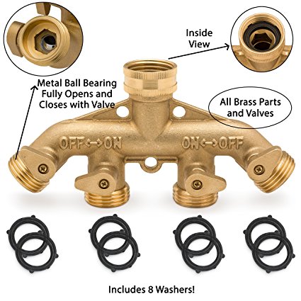 Morvat Heavy Duty Brass Garden Hose Connector Tap Splitter (4)