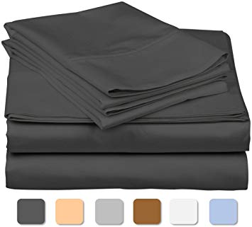 800 Thread Count 100% Long Staple Soft Egyptian Cotton SheetSet, 4 Piece Set, QUEEN SHEETS,upto 17" Deep Pocket, Smooth & Soft Sateen Weave, Deep Pocket, Luxury Hotel Collection Bedding, DARK GREY