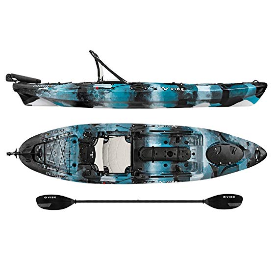 Vibe Kayaks Sea Ghost 110 11 Foot Angler Sit On Top Fishing Kayak Paddle Dual Position Hero Seat Rudder System Included