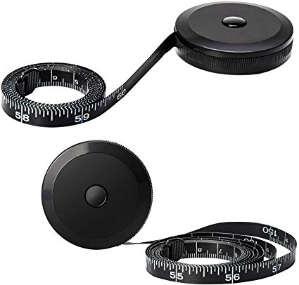 2Pcs Tape Measure for Body Cloth Ruler Measuring Tape for Sewing Tailor Fabric Measurements Tape Retractable Dual Sided Black 60-inch