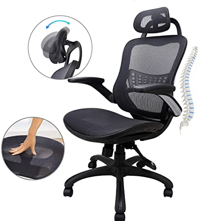 High Back Ergonomic Adjustable Office Chair with Breathable Mesh Ergonomic Office Chair (Black)