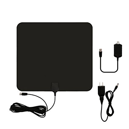 TV antenna,YaphteS Amplified Indoor Digital HDTV Antenna 50 Mile Range with Power Supply and 13 ft Coax Cable