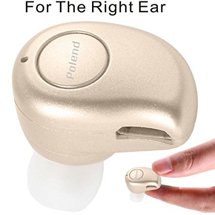 POLEND [Right Ear Version]The Smallest Music Phone Calls Hands-free Stereo Mini Bluetooth 4.1 Stereo In-ear Wireless Headphones Earphones Headset Earpiece Earbuds for All Smartphones/ iPad (Khaki)