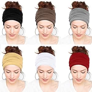 Messen 6 Packs Spandex Dreadlocks Tube Wide Headband Large African Wide Head Wraps Turbans Unisex Stretch Dreadlocks Band Open End Elastic Hair Cover (Set 02)