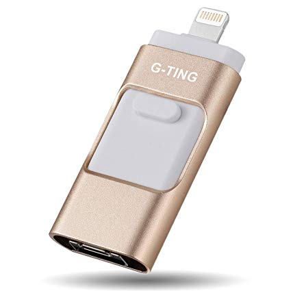 USB Flash Drives for iPhone Real 32GB Pen-Drive Memory Storage, G-TING Jump Drive Lightning Memory Stick External Storage, Memory Expansion for Apple iOS Android Computers (Gold)