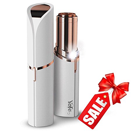 Yofe Painless Hair Remover (18k Rose Gold Plated) Face, Lip, Chin, and Cheek Hair Removal | Portable, Compact Battery Powered Device | Safe, Gentle Shaving System|1 AA battery included