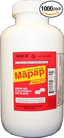Extra Strength Mapap (Generic extra strength Tylenol) 1000 Tablets (500mg)